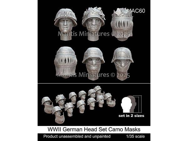 1/35 WWII ドイツ 偽装マスク付ヘッドセット(6種類2サイズ 12個入)