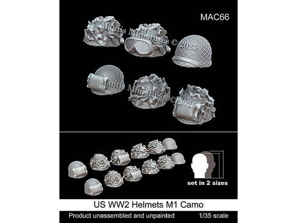 1/35 WWII アメリカ 偽装ネット付M1ヘルメットセット(6種類2サイズ 12個入)