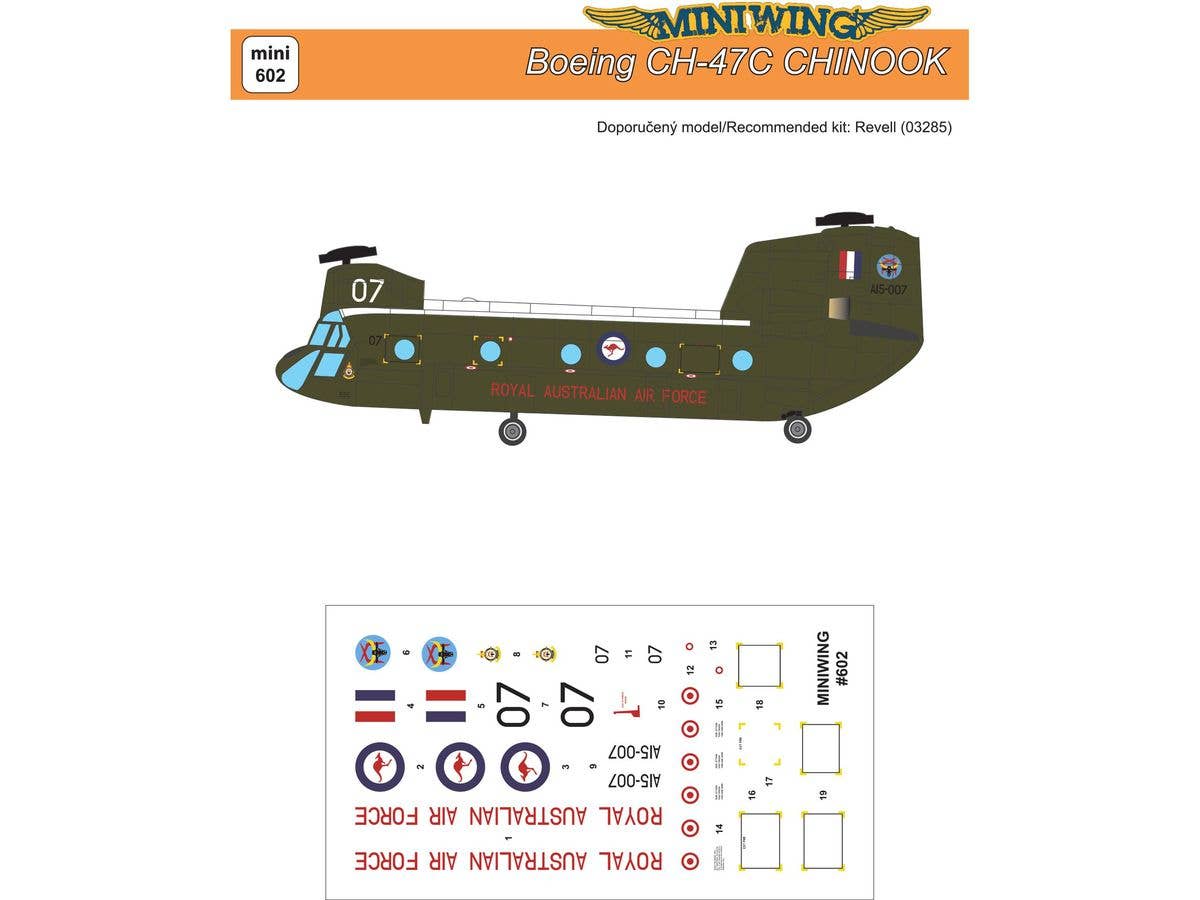 1/72 CH-47C チヌーク オーストラリア空軍 デカール