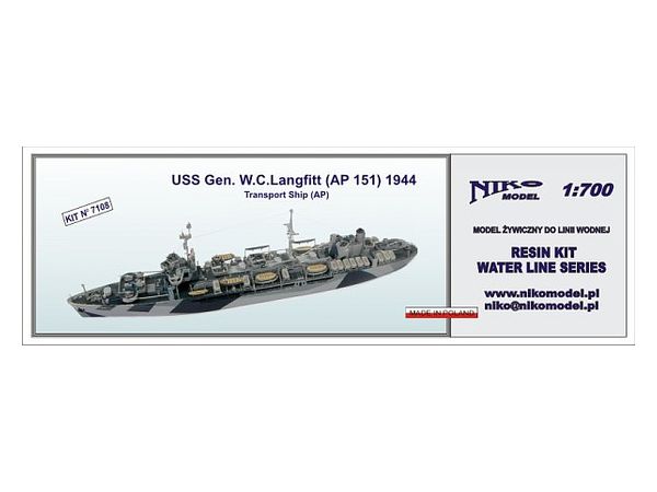 1/700 米海軍W. C.ラングフィット(AP-151)輸送艦1944スクワィア級
