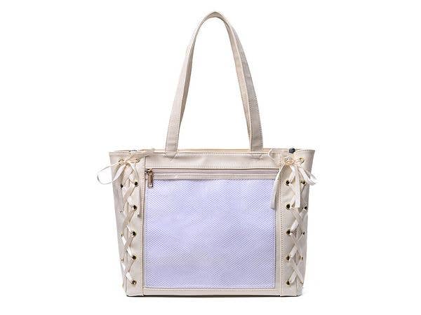 [推し活] 痛バッグ ト-ト レ-スアップ A4 大きめ りぼん付 鞄 クリアバッグ 白