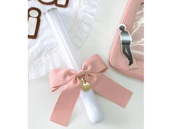 [推し活] ペンライトリボン (ラウンドチャーム) ピンク