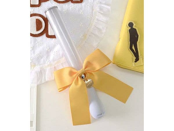 [推し活] ペンライトリボン (ラウンドチャーム) イエロー