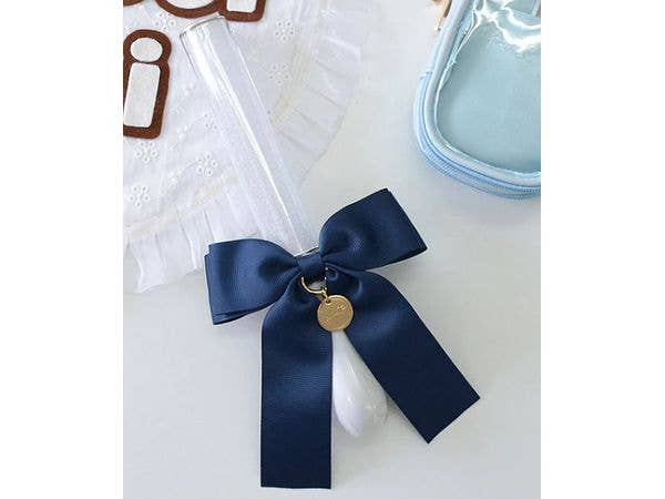 [推し活] ペンライトリボン (ラウンドチャーム) ネイビー