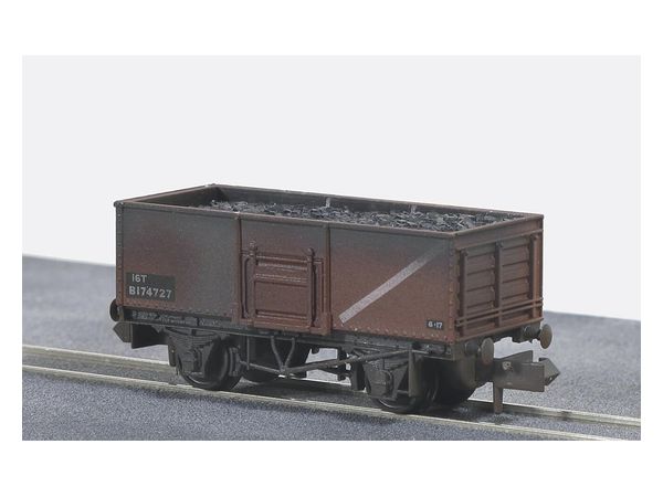 Nゲージ イギリス2軸貨車 石炭運搬車 (鋼製・BR・錆色 ウェザリング仕様)