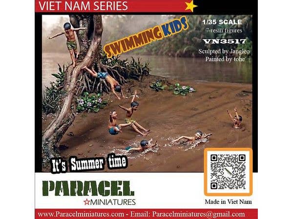 1/35 汎用 ベトナム 泳ぐ子供たち 夏の日の風景 (7体入)