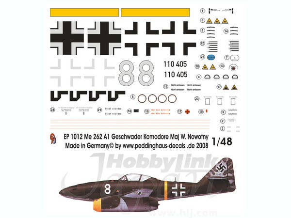 1/48 Me 262 A1 ワルター・ノボトニー機デカール