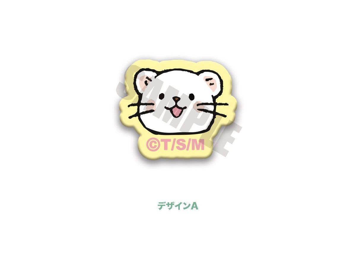 オコジョとヤマネ 刺繍ブローチ A オコジョ