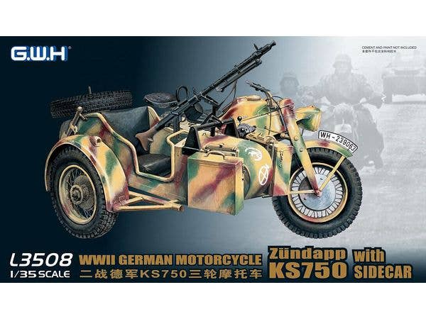 1/35 独ドイツ軍用オートバイ KS750 サイドカー (トレーラー 2種付き)
