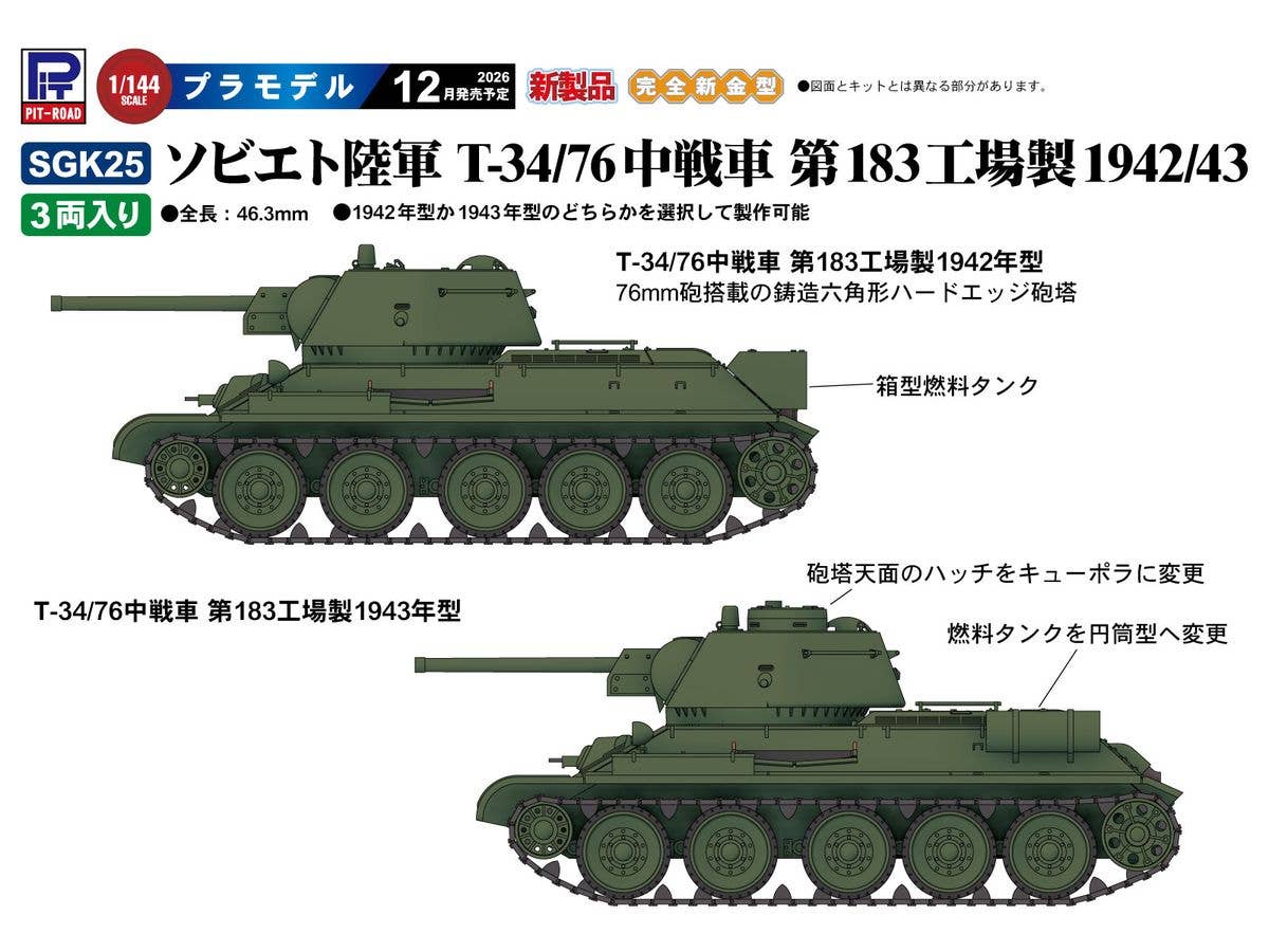 1/144 ソビエト陸軍 T-34/76中戦車 第183工場製 1942/43