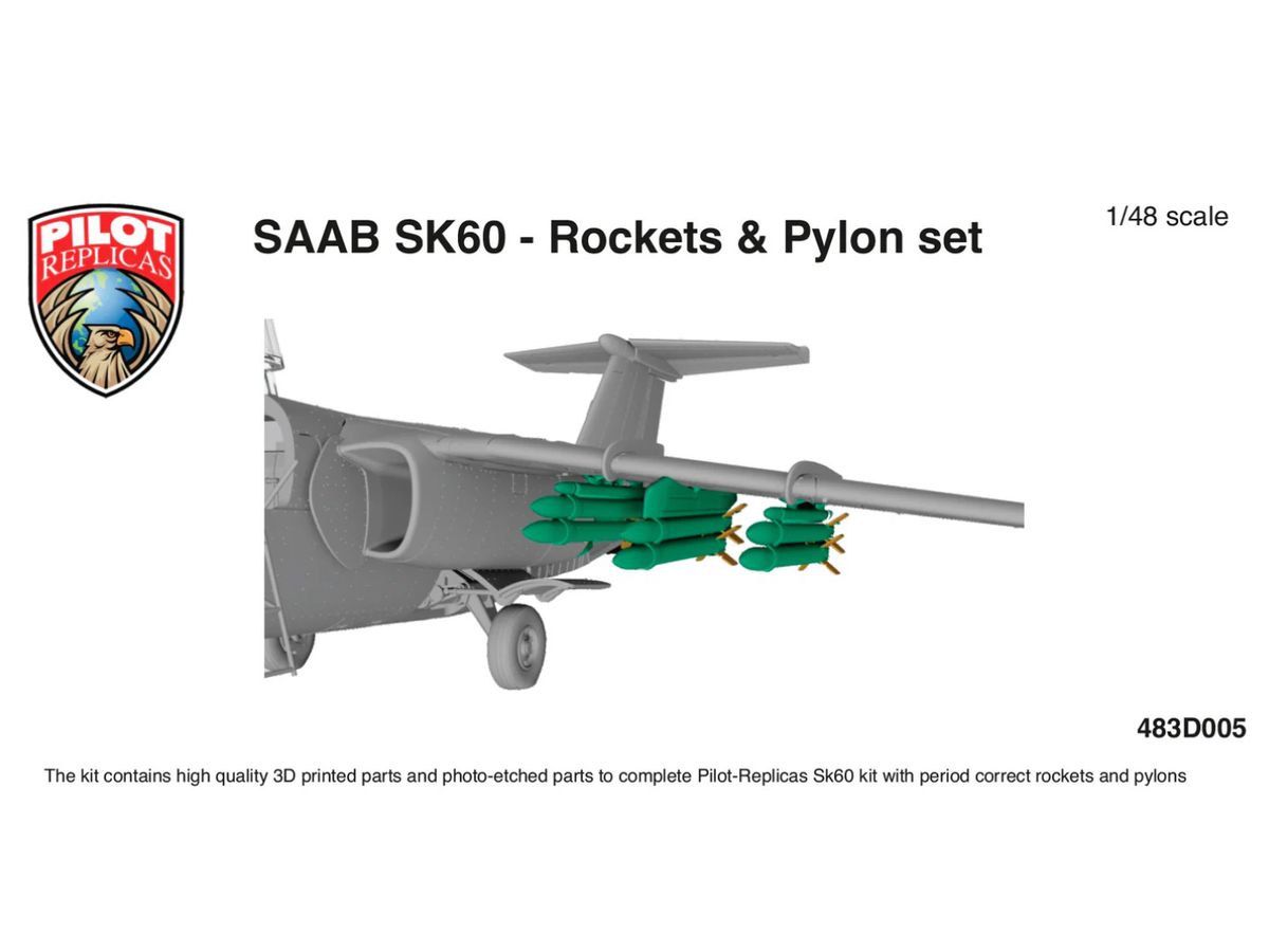 1/48 サーブ SK60 ロケット弾/パイロンセット (パイロットレプリカ用)