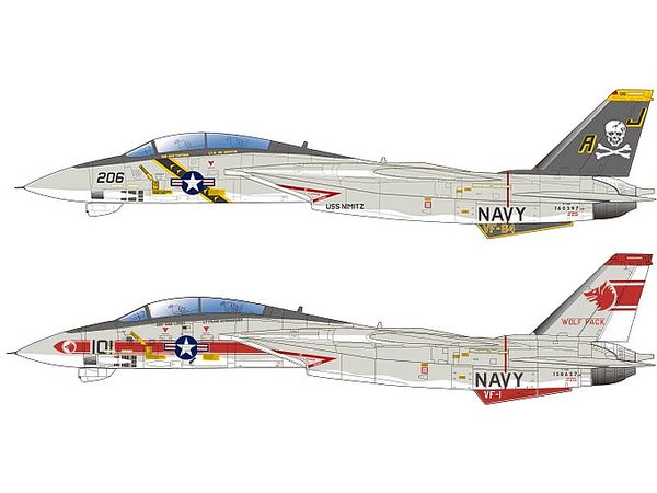 1/144 アメリカ海軍 F-14A トムキャット VF-84 ジョリーロジャース & VF-1 ウルフパック 2機セット