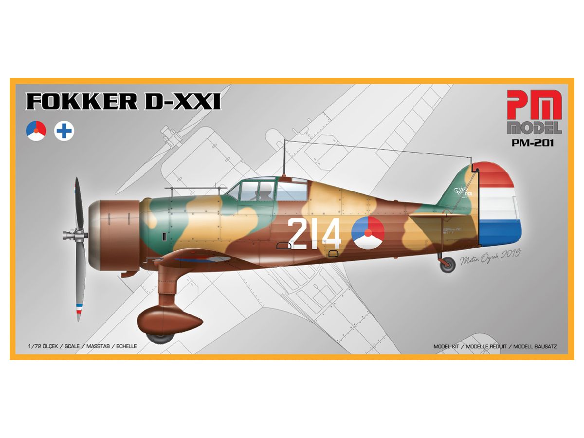 1/72 フォッカーD-XXI ホイール付き (2種類のデカール(オランダ、 フィンランド x 各1)付属)