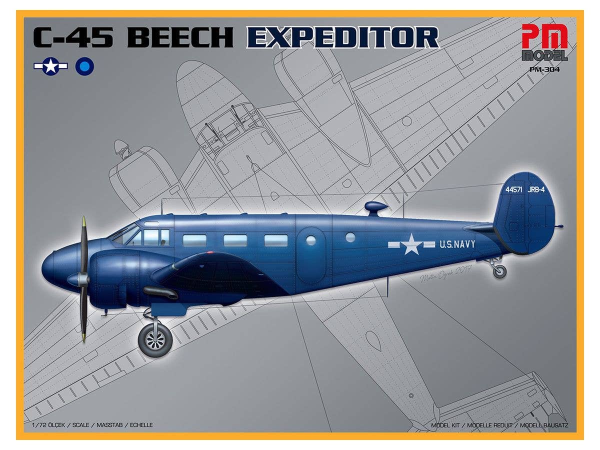 1/72 ビーチクラフト C-45 エクスペディター (2種類のデカール(米海軍、イギリス軍 x 各1)付属)