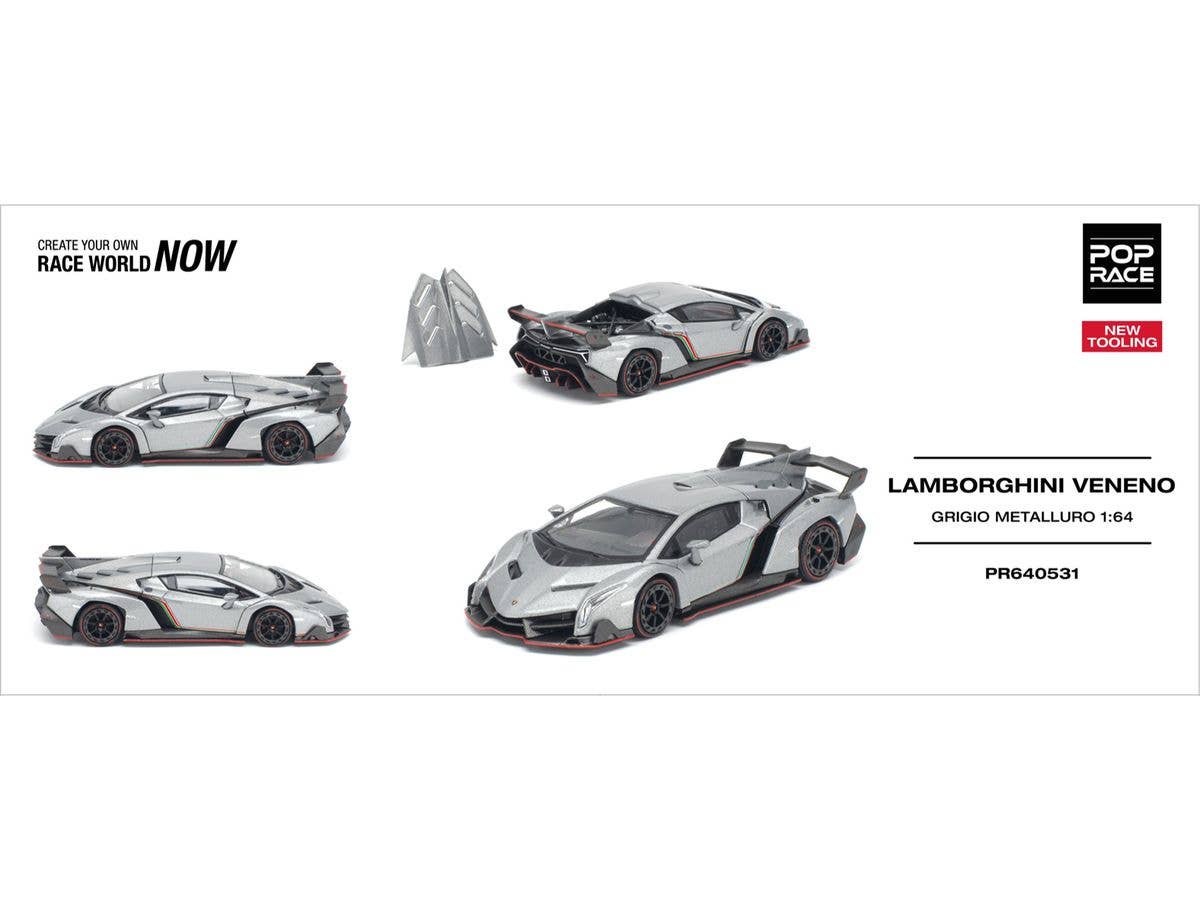 1/64 LAMBORGHINI VENENO GRIGIO METALLUROLamborghini Veneno Grigio Metalluro