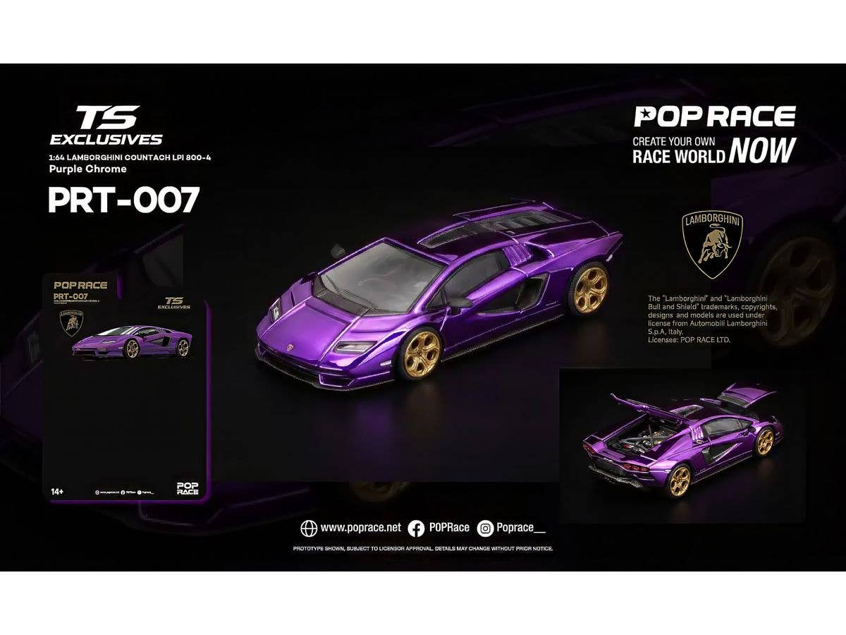 1/64 LAMBORGHINI COUNTACH LPI 800-4 PURPLE CHROME