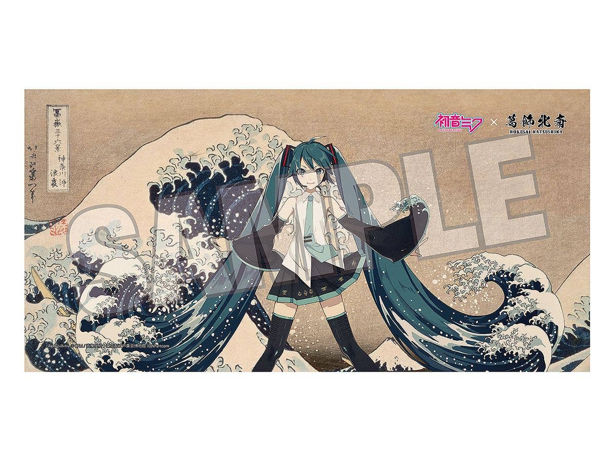 初音ミクx葛飾北斎 iXima バスタオル 神奈川沖波裏