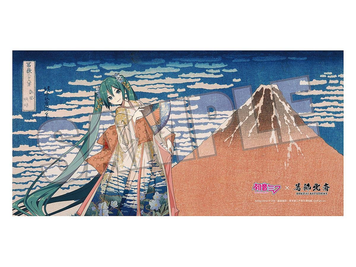 初音ミクx葛飾北斎 iXima バスタオル 凱風快晴