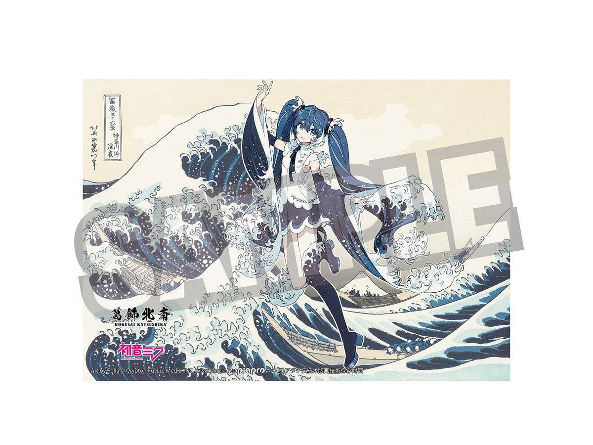 葛飾北斎x初音ミク Rella 布ポスター 初音ミク 神奈川沖浪裏