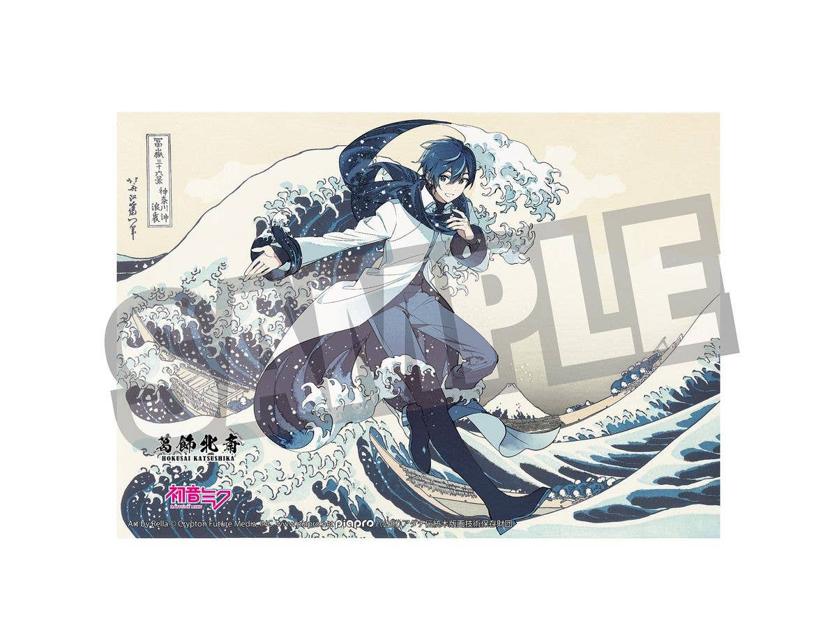 葛飾北斎x初音ミク Rella 布ポスター KAITO 神奈川沖浪裏