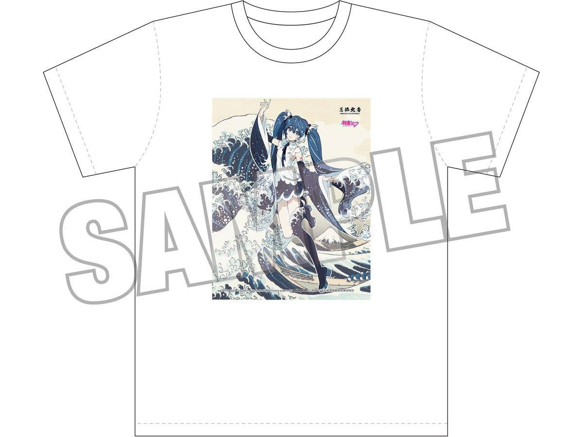 葛飾北斎x初音ミク Rella Tシャツ フリーXL 初音ミク 神奈川沖波裏