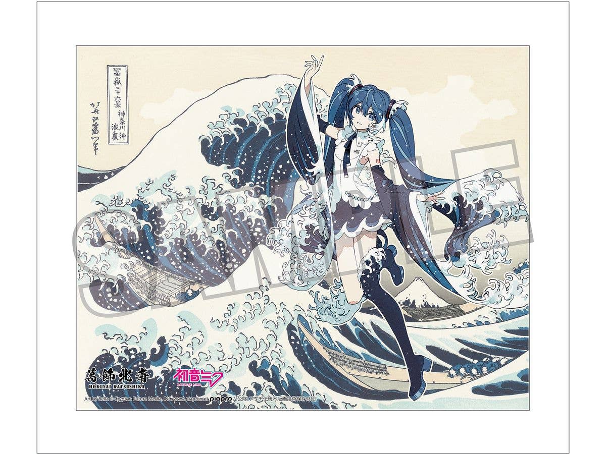 葛飾北斎x初音ミク Rella キャンバスアート 初音ミク 神奈川沖浪裏