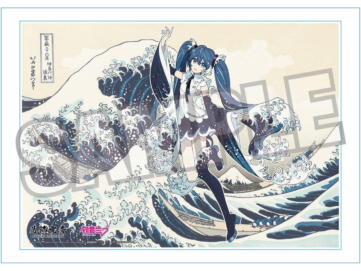 葛飾北斎x初音ミク Rella シリアルナンバー入りA3アクリルパネル 初音ミク 神奈川沖波裏