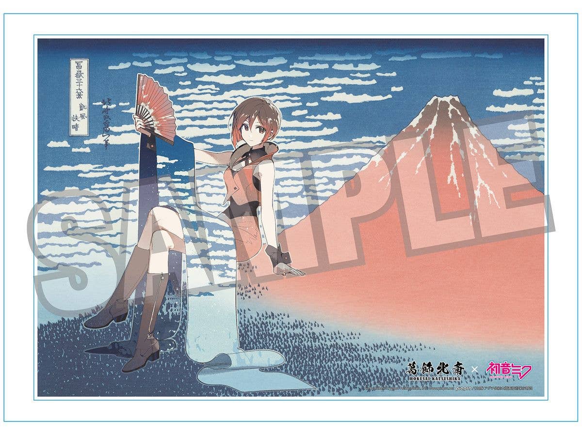 葛飾北斎x初音ミク Rella シリアルナンバー入りA3アクリルパネル MEIKO 凱風快晴