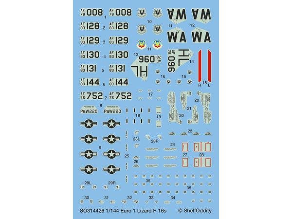 1/144 F-16 リザード/ ユーロ1迷彩 デカール (2機分入)