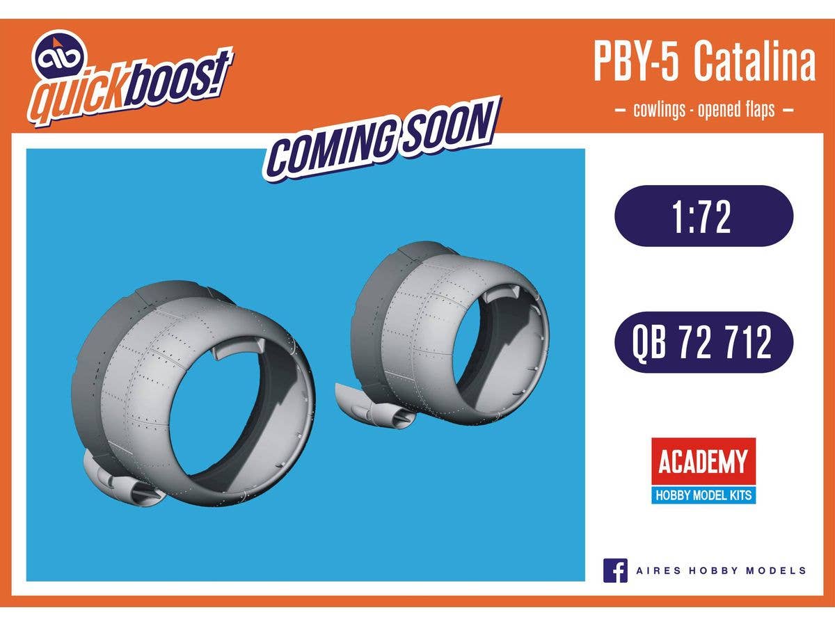 1/72 PBY-5 カタリナ修整カウリング w/冷却フラップ (開状態) (アカデミー用)