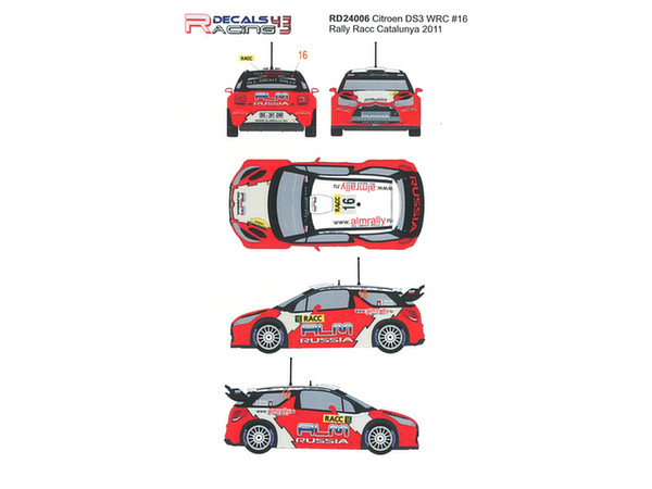 1/24 シトロエン DS3 WRC カーNo.16 RACCラリー カタルニア 2011