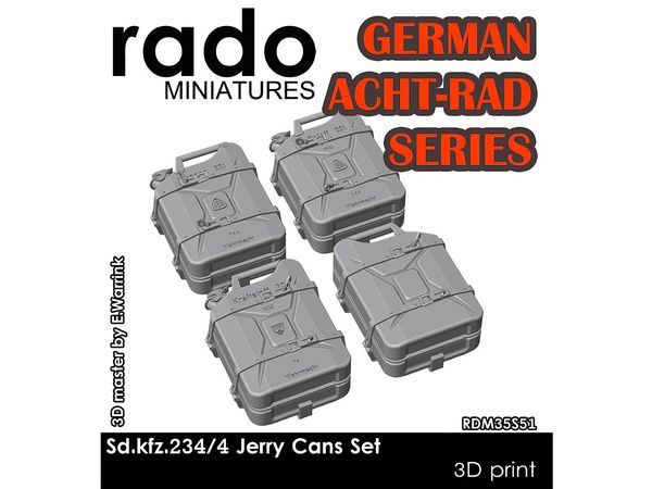 1/35 WWII ドイツ Sd.Kfz.234/4パックワーゲン8輪重装甲車用 ジェリカンセット(4個入 汎用)