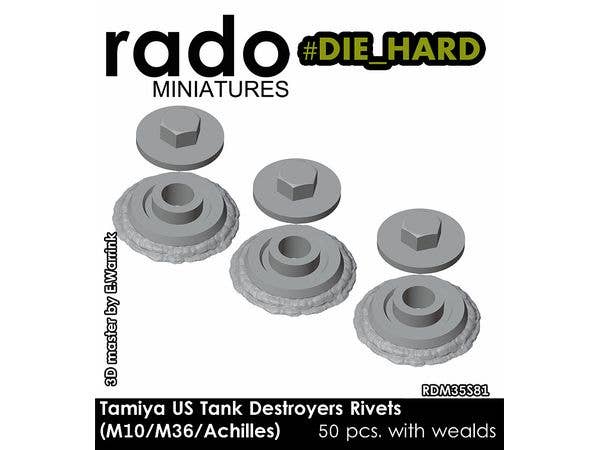 1/35 WWII アメリカ M10 / M36 / アキリーズ駆逐戦車 リベットセット ダイ・ハード タイプ 50個入 (タミヤ用)