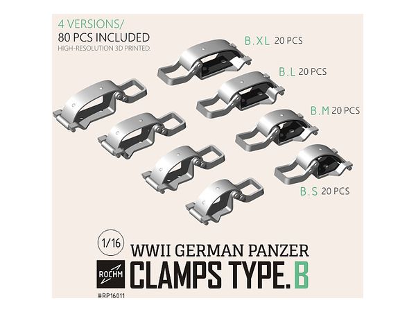 1/16 WW.II 独 ドイツ陸軍車両用クランプ タイプB (4バージョン/80個入)