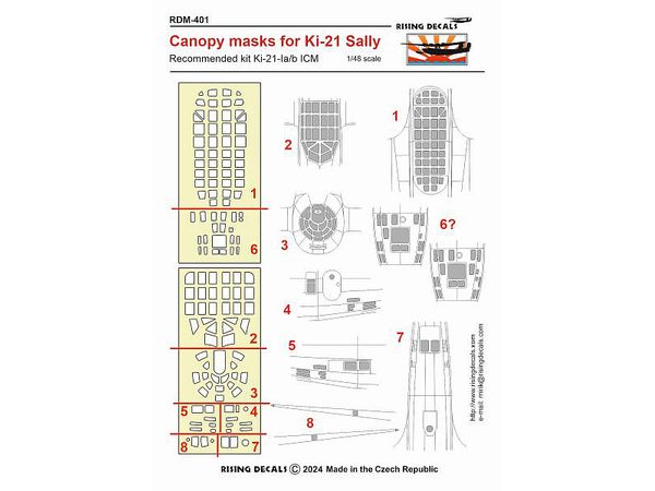 1/48 Ki-21-I 九七式重爆撃機塗装マスクシール (ICM用)