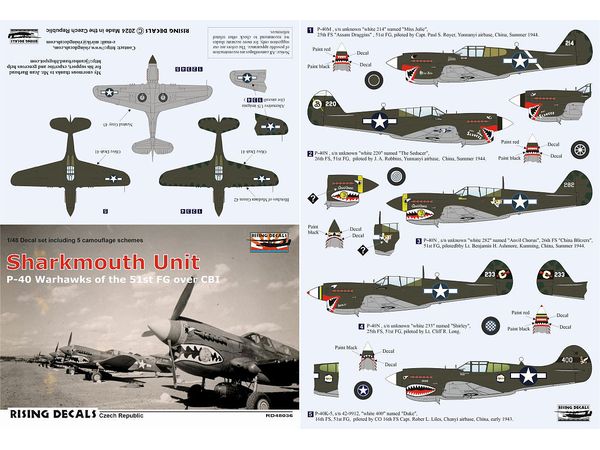 1/48 シャークマウス部隊 第51戦闘航空群 P-40M/Nデカール
