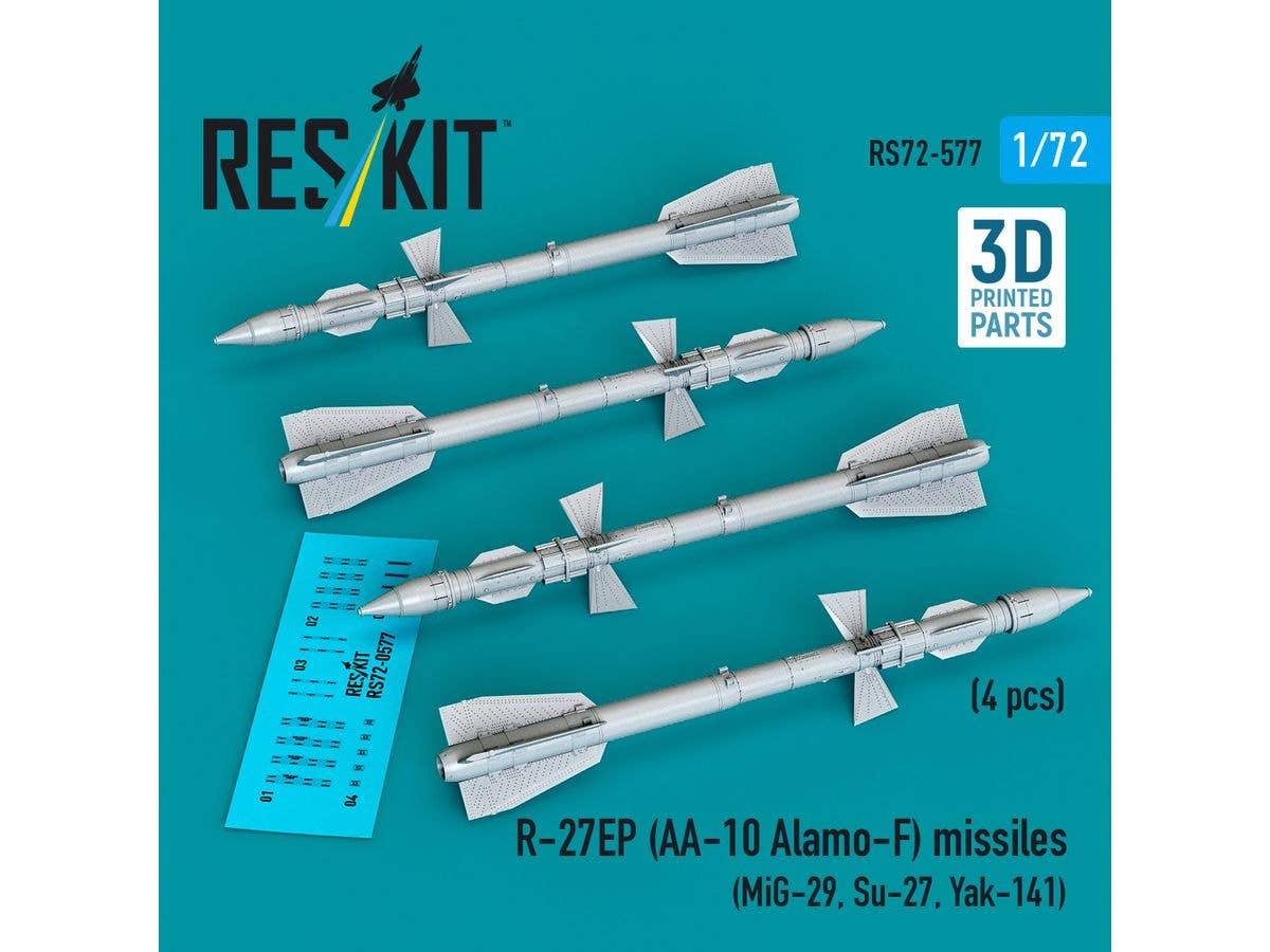1/72 R-27EP (AA-10 アラモ-F) パッシブ・レーダー誘導ミサイル (4個入)