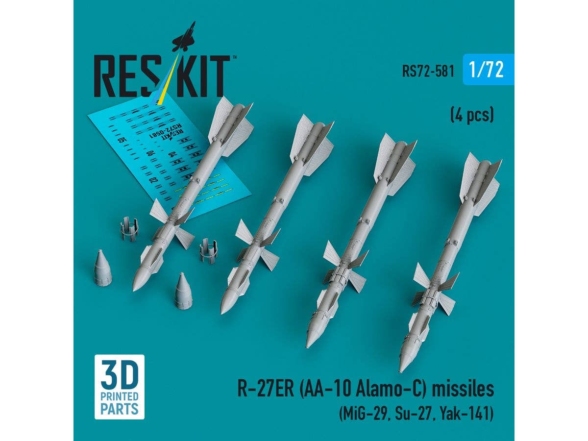 1/72 R-27ER (AA-10 アラモ-C) セミアクティブ・レーダー誘導ミサイル (4個入)