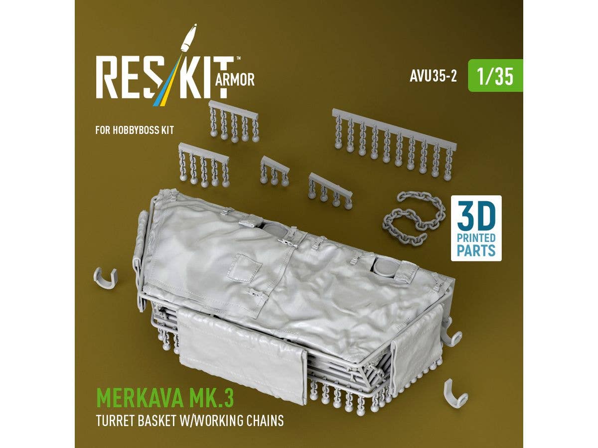 1/35 メルカバ Mk.3 砲塔バスケットセット w/可動チェーン (ホビーボス用)