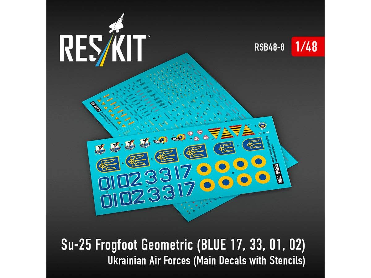 1/48 Su-25 ウクライナ空軍 ヨーロッパ迷彩 デカール (データステンシル付)