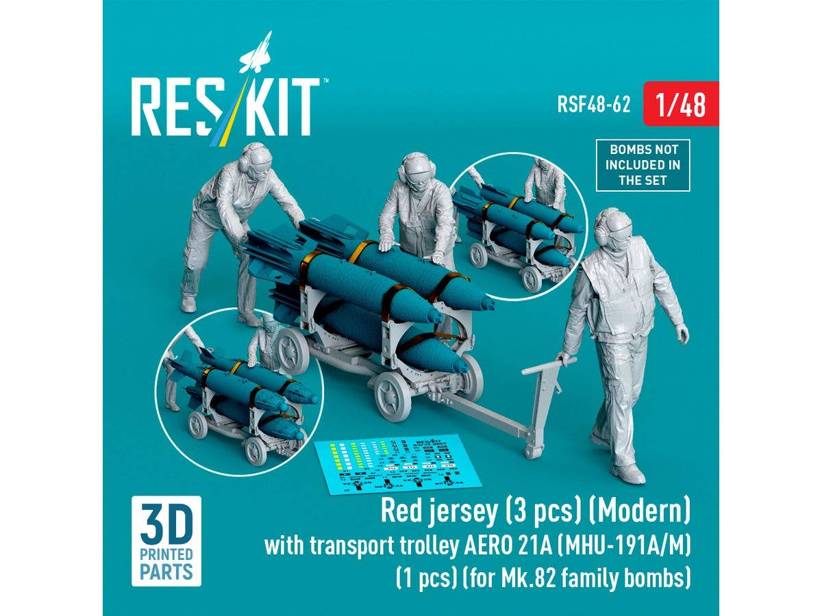 1/48 現用米海軍兵器係 (3体) w/AERO 21A(MHU-191A/M) Mk.82爆弾運搬車