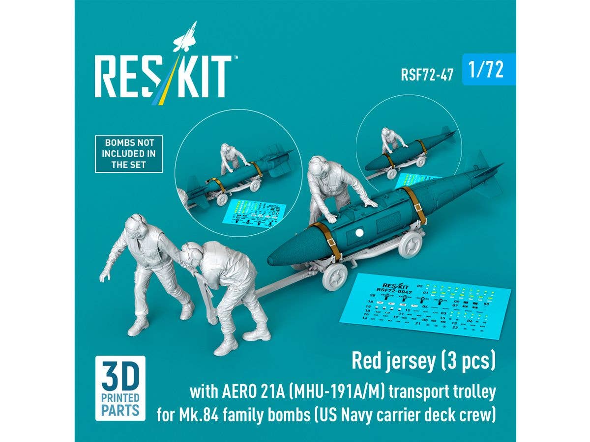 1/72 現用米海軍 兵器係 (3体) w/AERO 21A (MHU-191A/M) Mk.84 爆弾運搬車