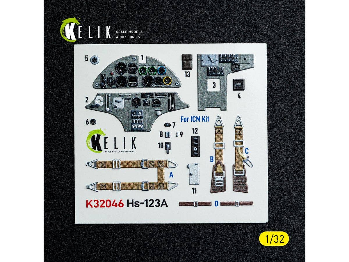 1/32 Hs123A-1 内装3Dデカール (ICM用)