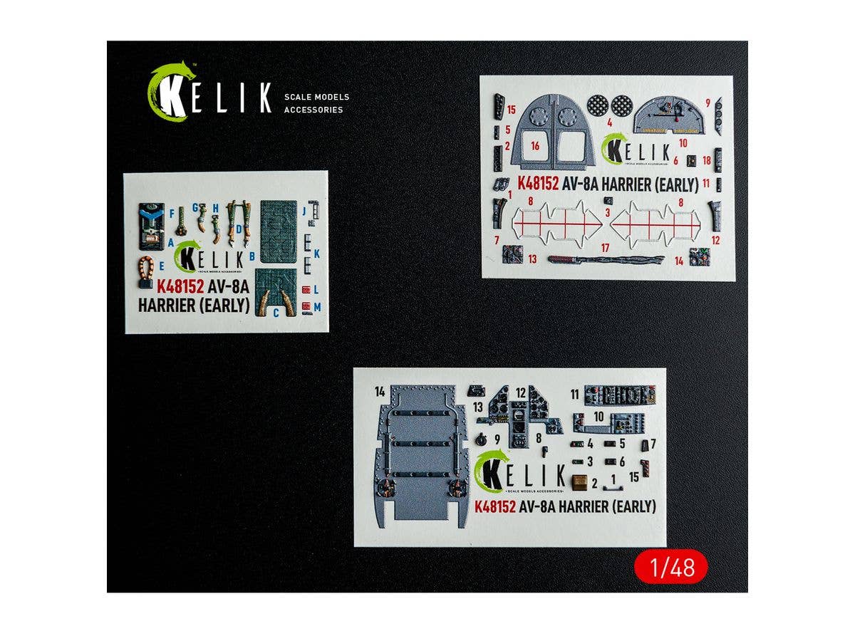 1/48 AV-8A ハリアー (初期) 内装3Dデカール (キネティック用)