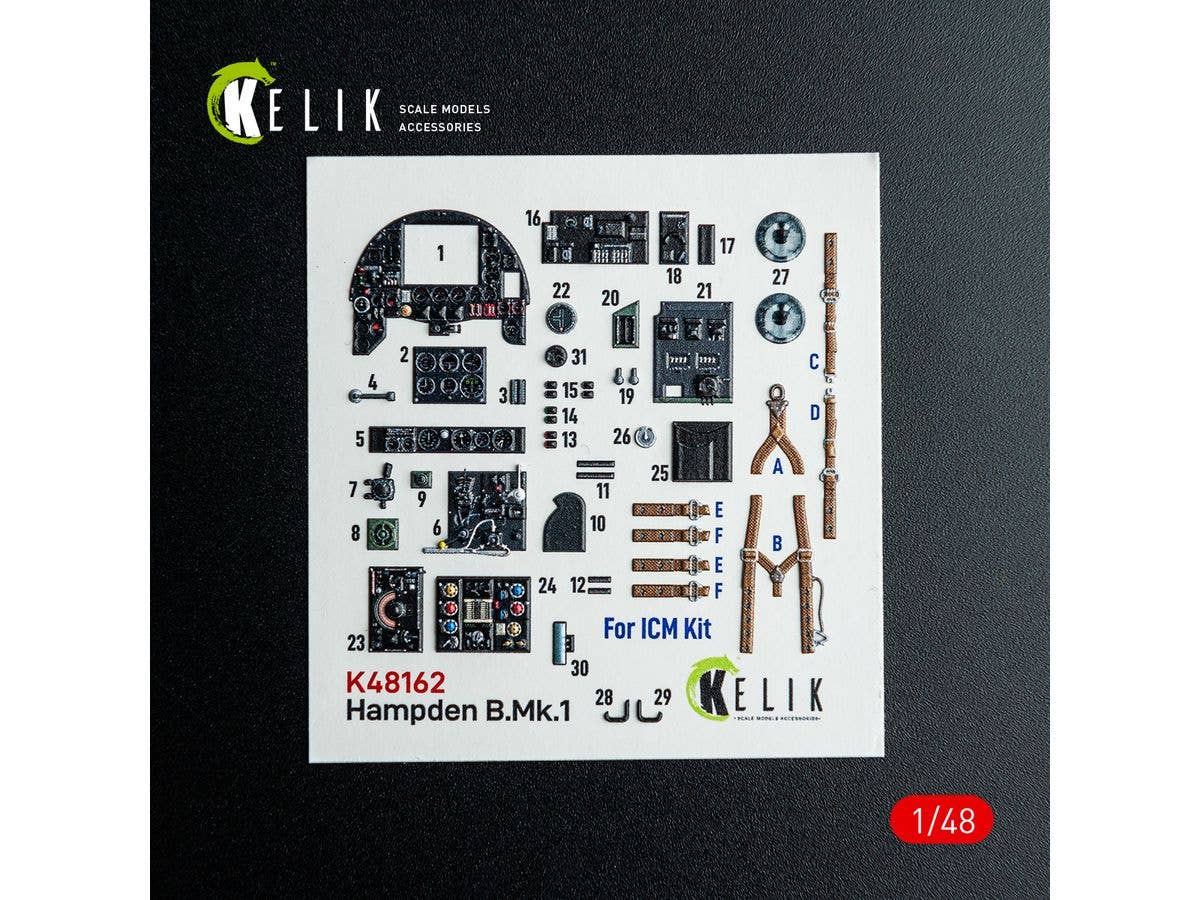 1/48 HP ハンプデン B.Mk.I 内装3Dデカール (ICM用)
