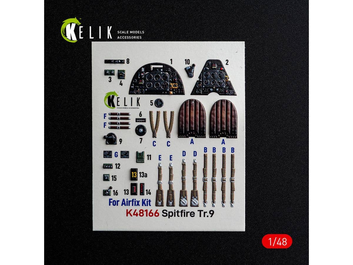1/48 スピットファイア TR.9内装3Dデカール (エアフィックス用)