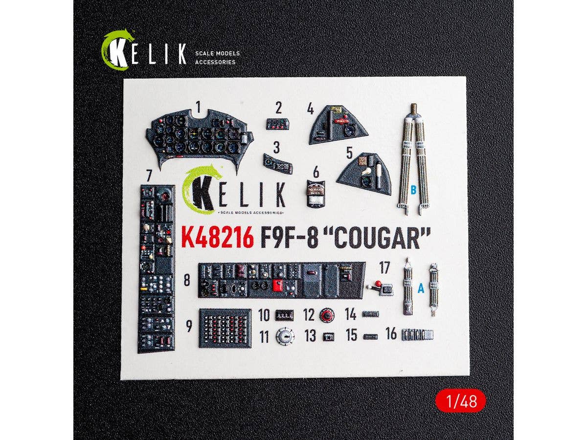 1/48 F9F-8 クーガー 内装3Dデカール (キティホーク/ZIMI用)