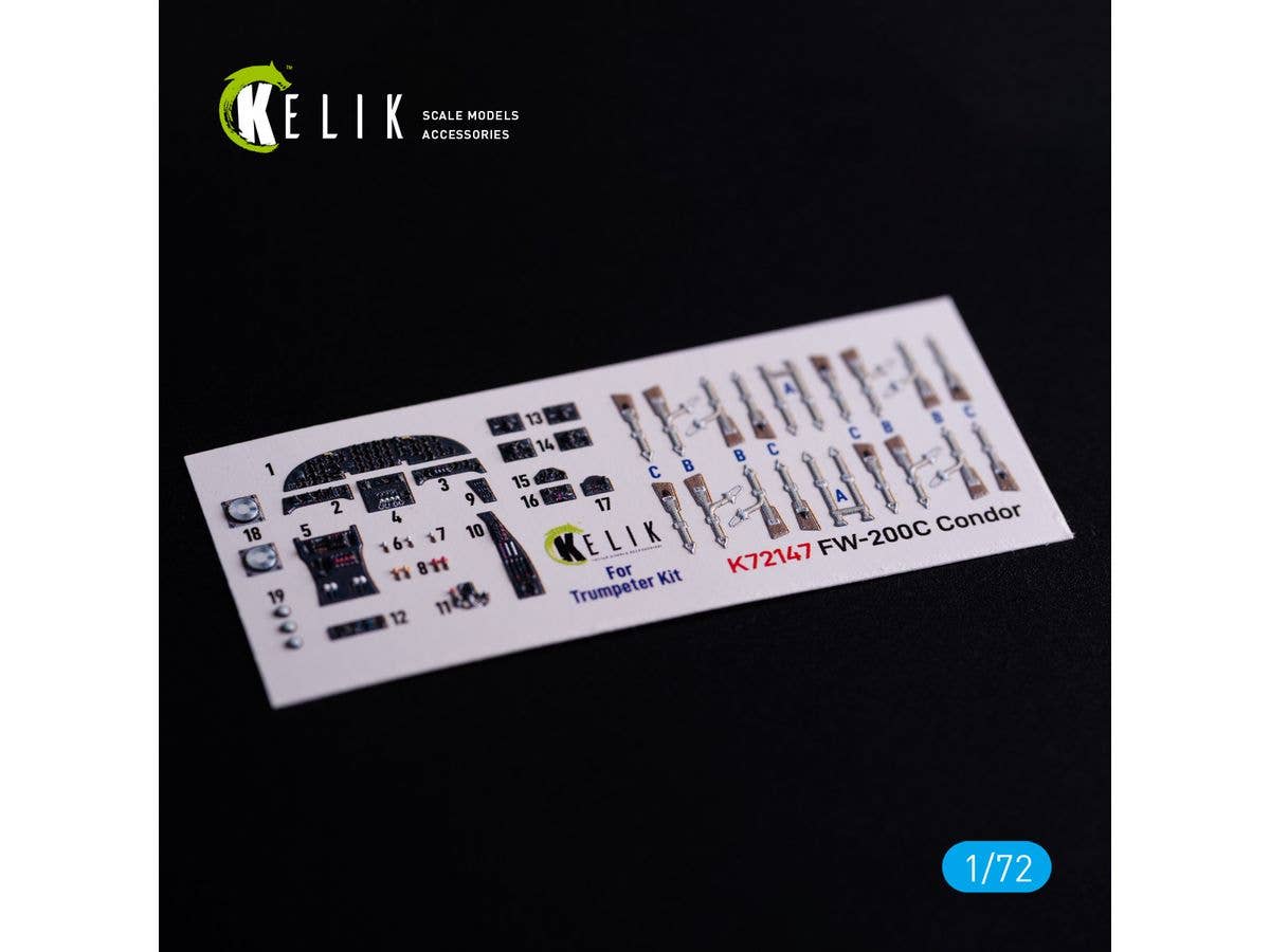 1/72 Fw200C コンドル 内装3Dデカール (トランぺッター用)