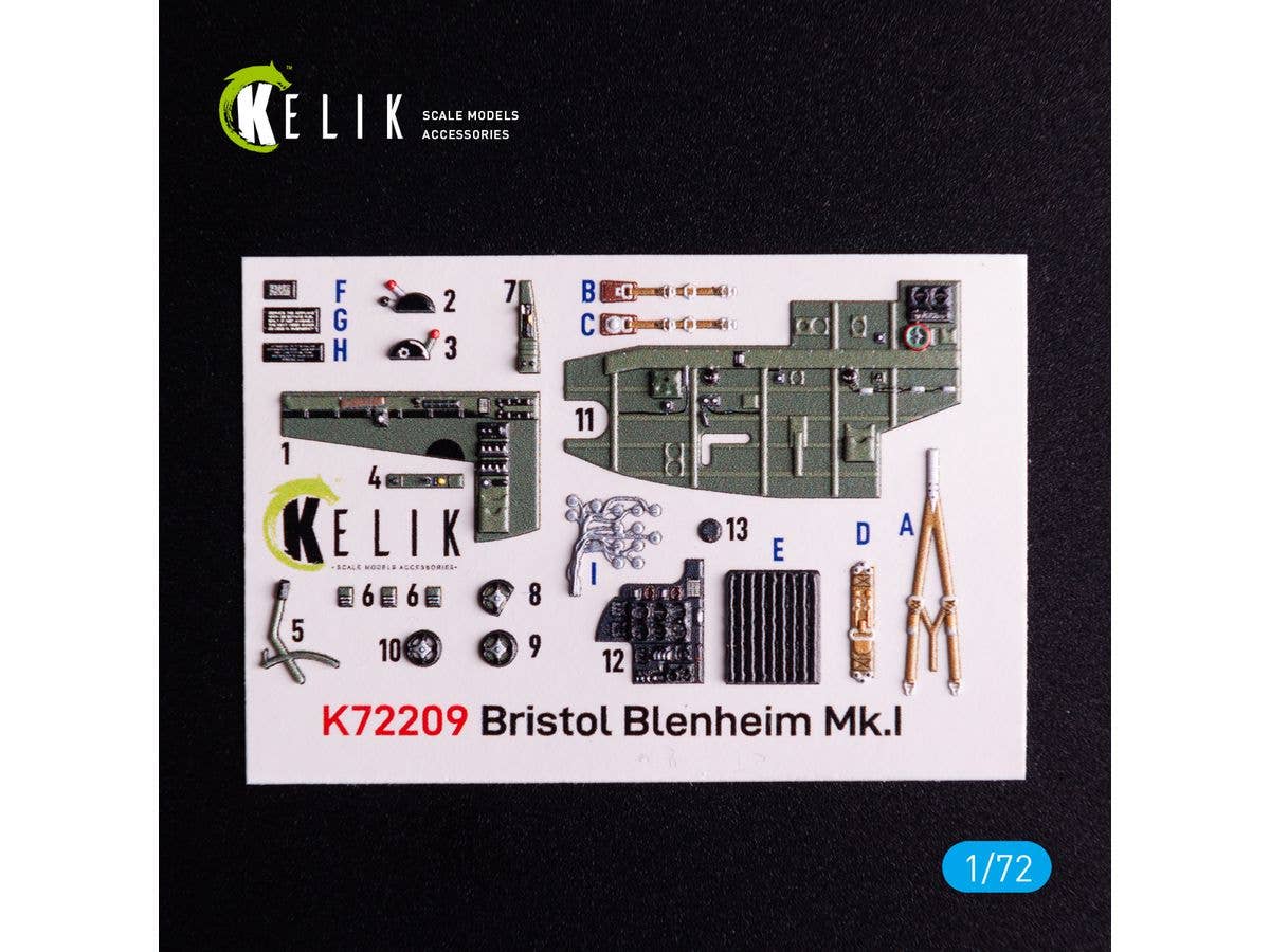 1/72 ブリストル ブレニム Mk.I 内装3Dデカール (エアフィックス用)