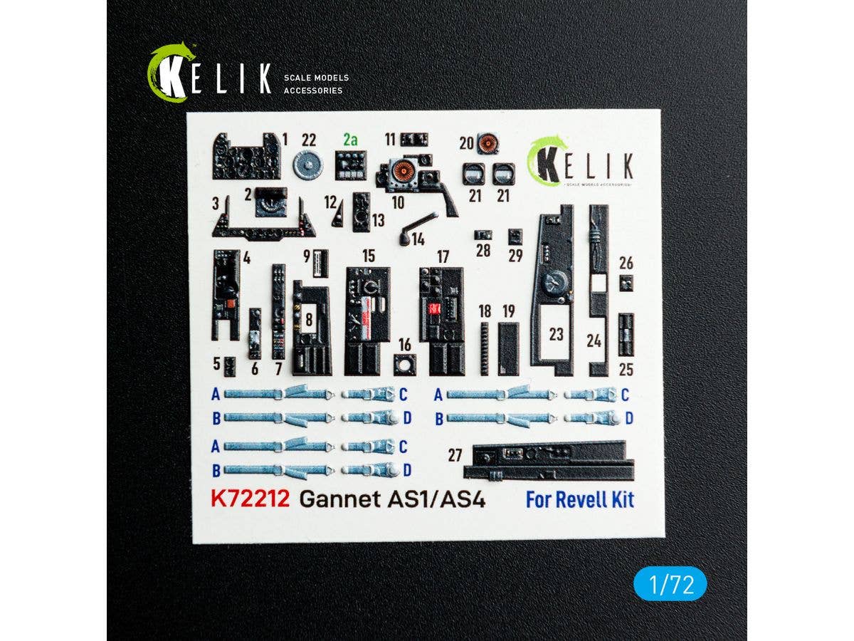 1/72 フェアリー ガネット AS.1/4 内装3Dデカール (レベル用)